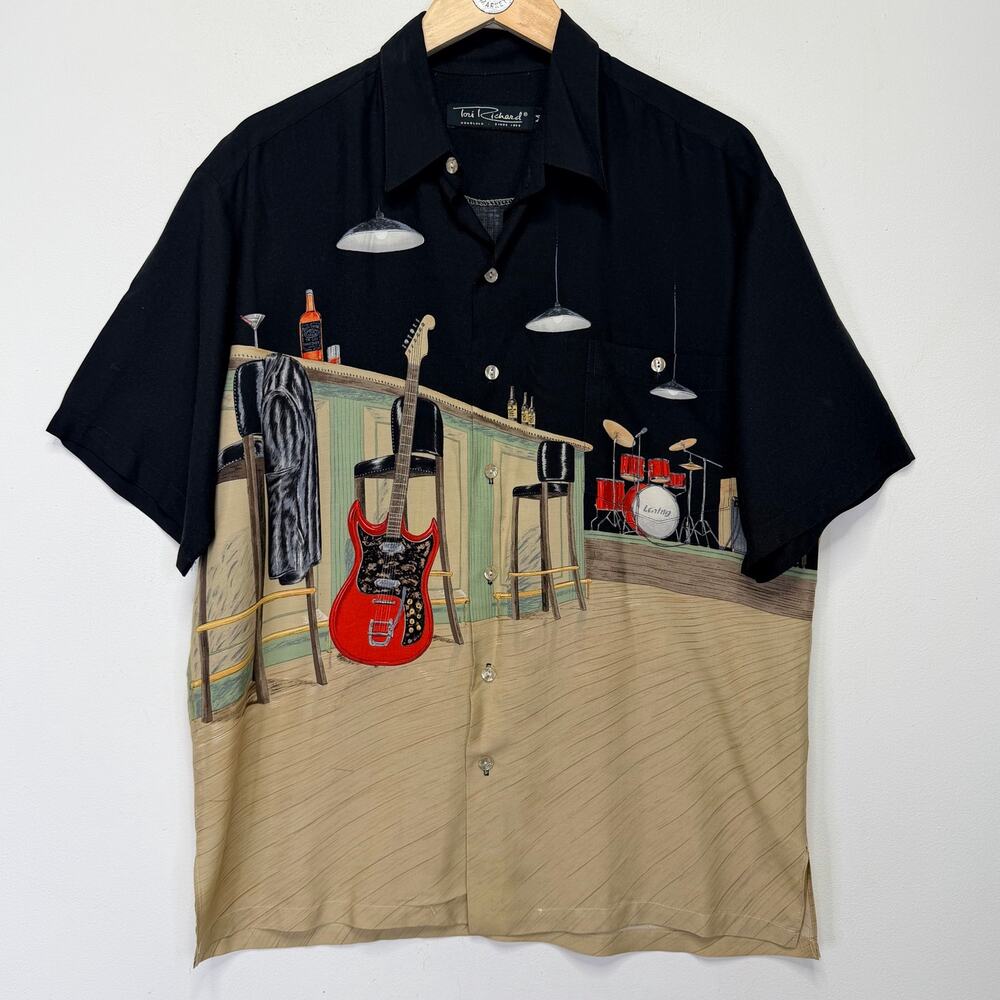 TORI RICHARD Last Call Hawaiian Camp Shirt Mens M Music Bar Scene Rockabilly